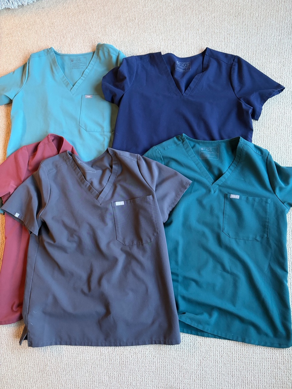 FIGS Women's Scrub Tops in Teal, Navy, Charcoal, Aqua, Rose